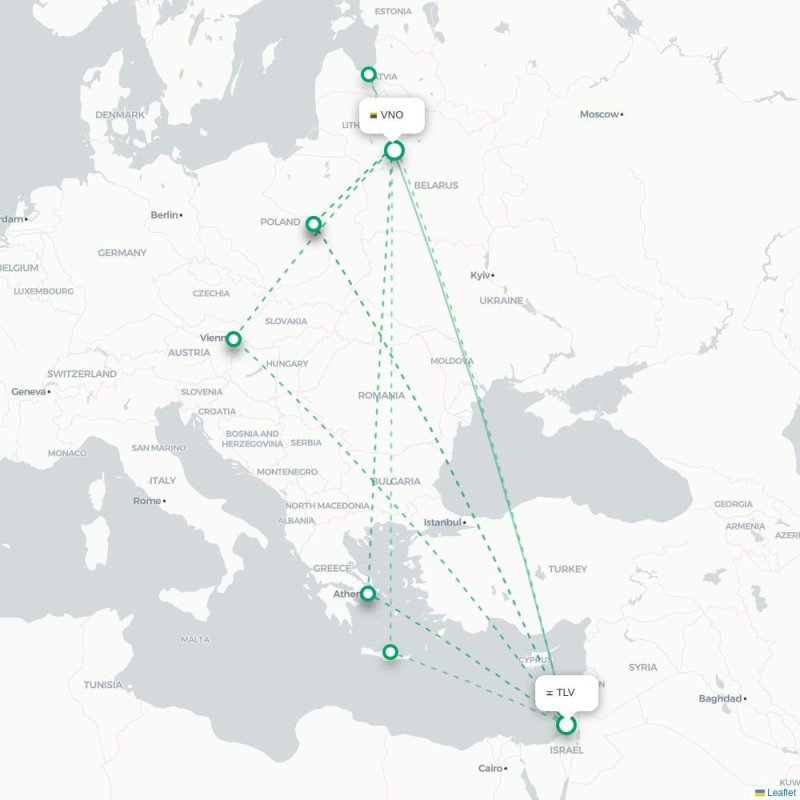 TLV - VNO route map