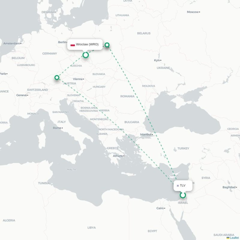 TLV - WRO route map