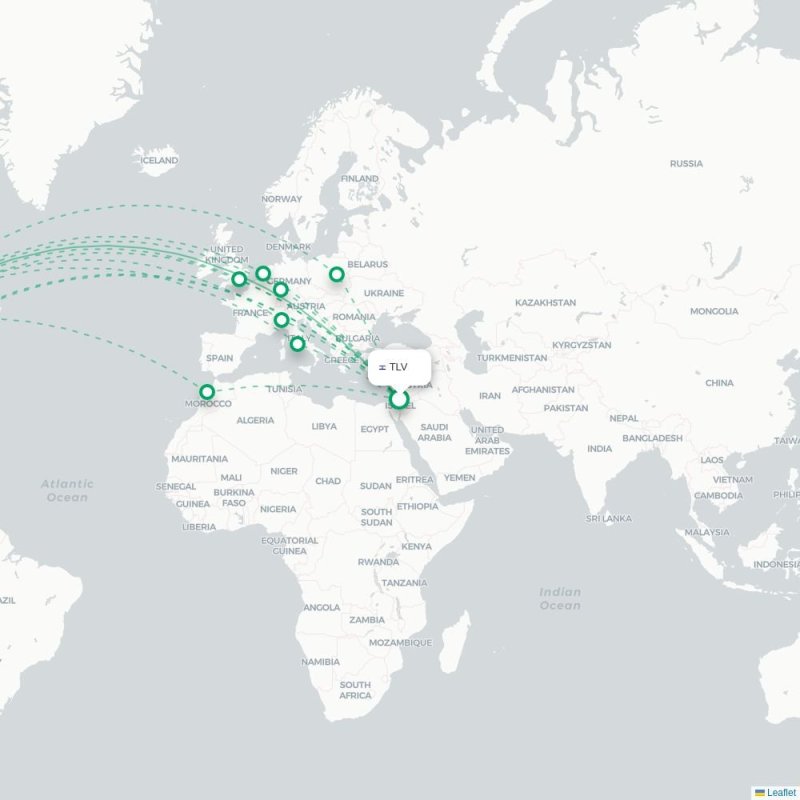 TLV - YYZ route map