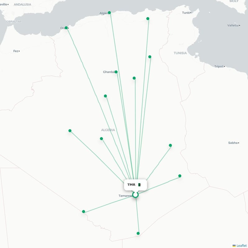 Route map Tamanrasset  TMR airport