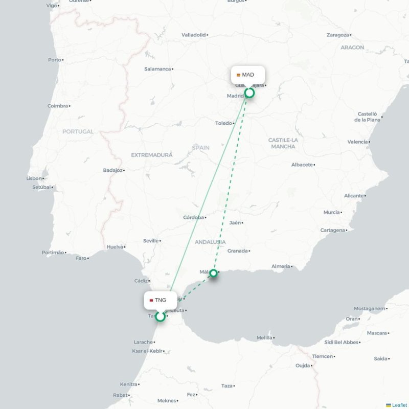 TNG - MAD route map
