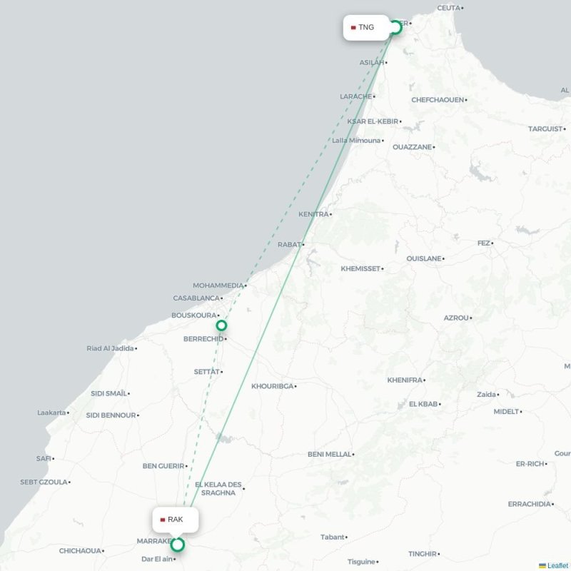 TNG - RAK route map