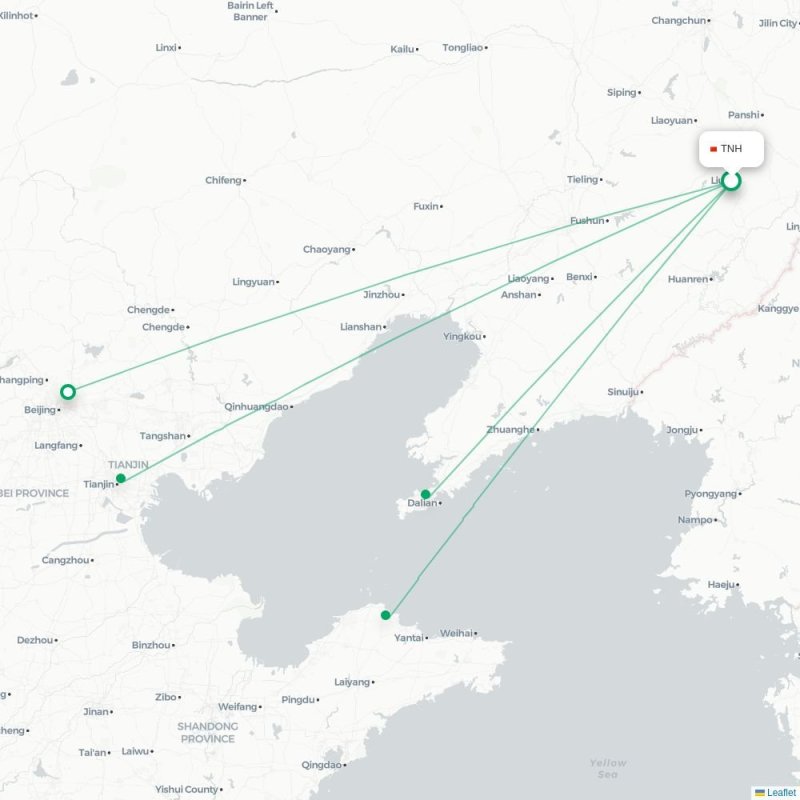TNH - PEK route map
