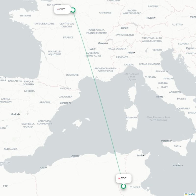 TOE - ORY route map