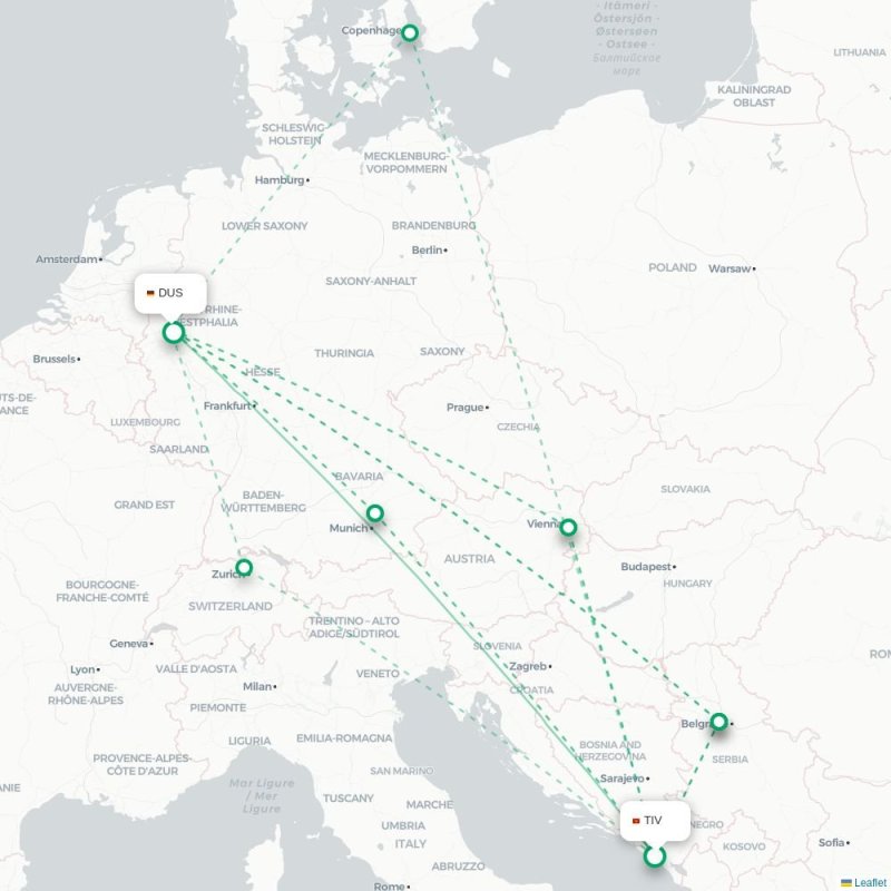 TOS - DUS route map
