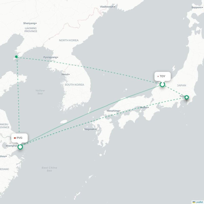 TOY - PVG route map