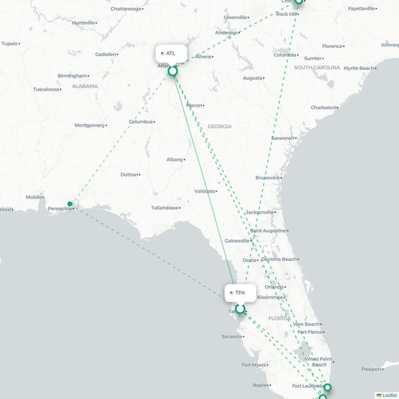 TPA - ATL route map