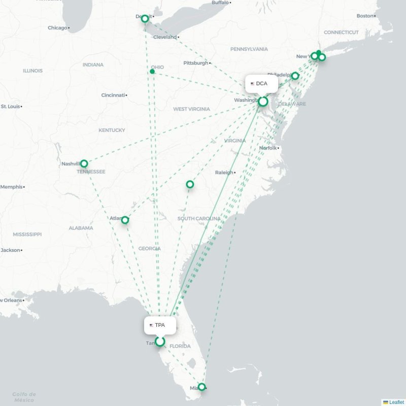TPA - DCA route map