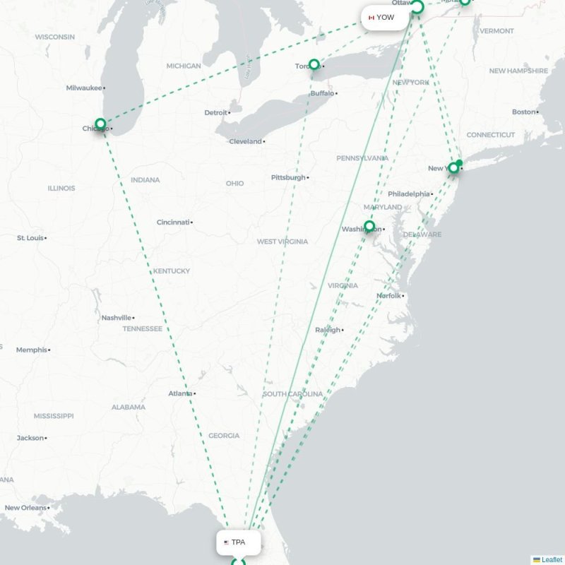 TPA - YOW route map