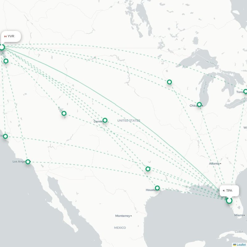 TPA - YVR route map