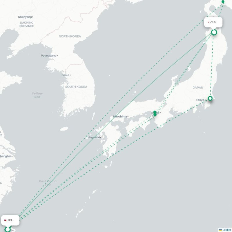 TPE - AOJ route map