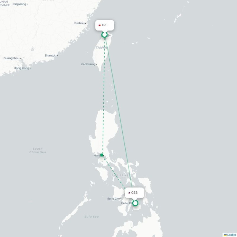 TPE - CEB route map