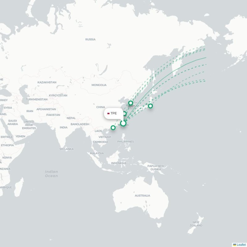 TPE - DFW route map