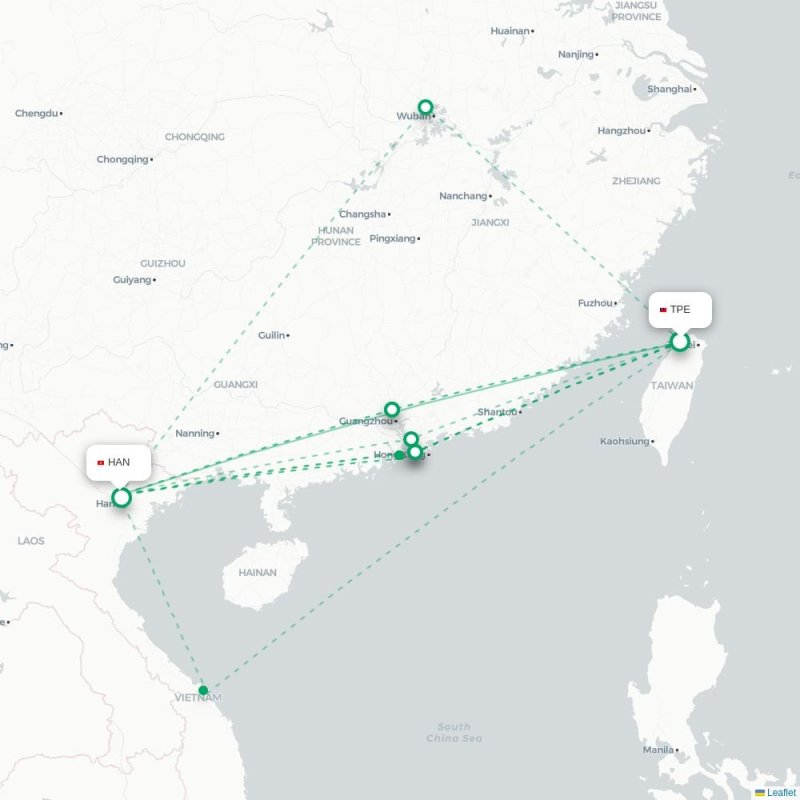 TPE - HAN route map