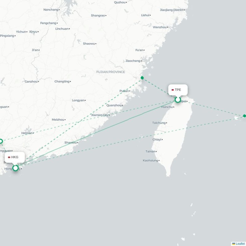 TPE - HKG route map