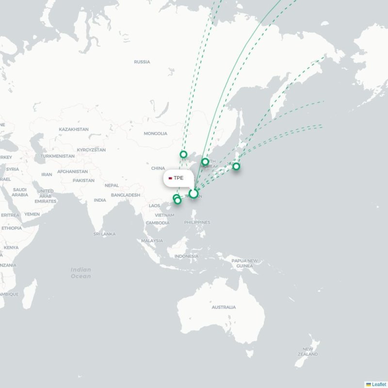 TPE - JFK route map