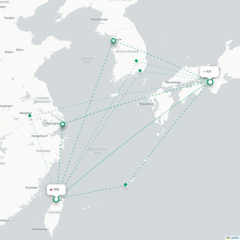 TPE - KIX route map