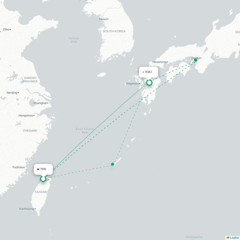 TPE - KMJ route map