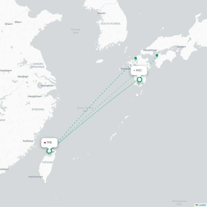 TPE - KOJ route map