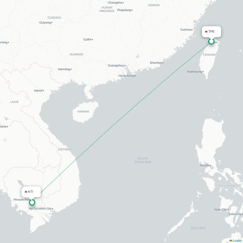 TPE - KTI route map