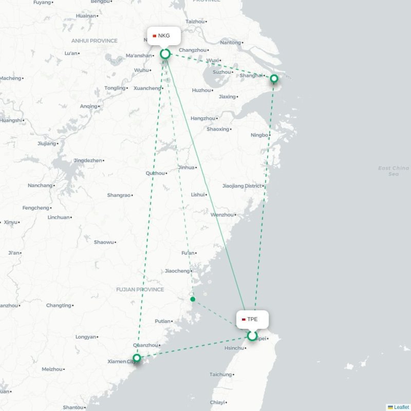 TPE - NKG route map