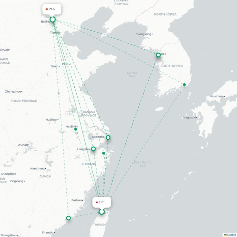 TPE - PEK route map