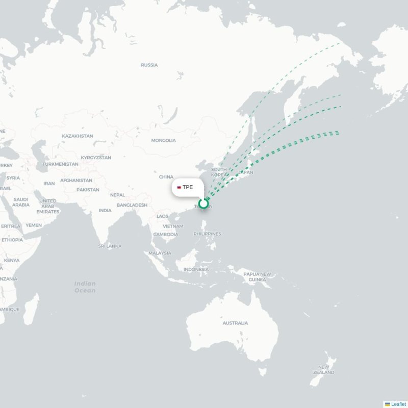 TPE - PHX route map