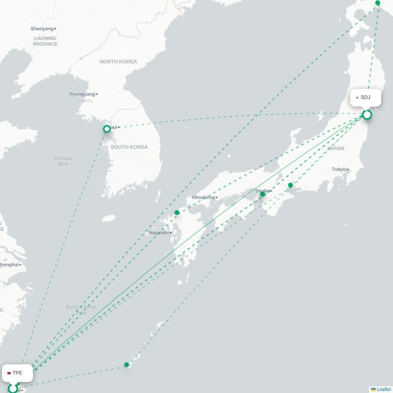 TPE - SDJ route map