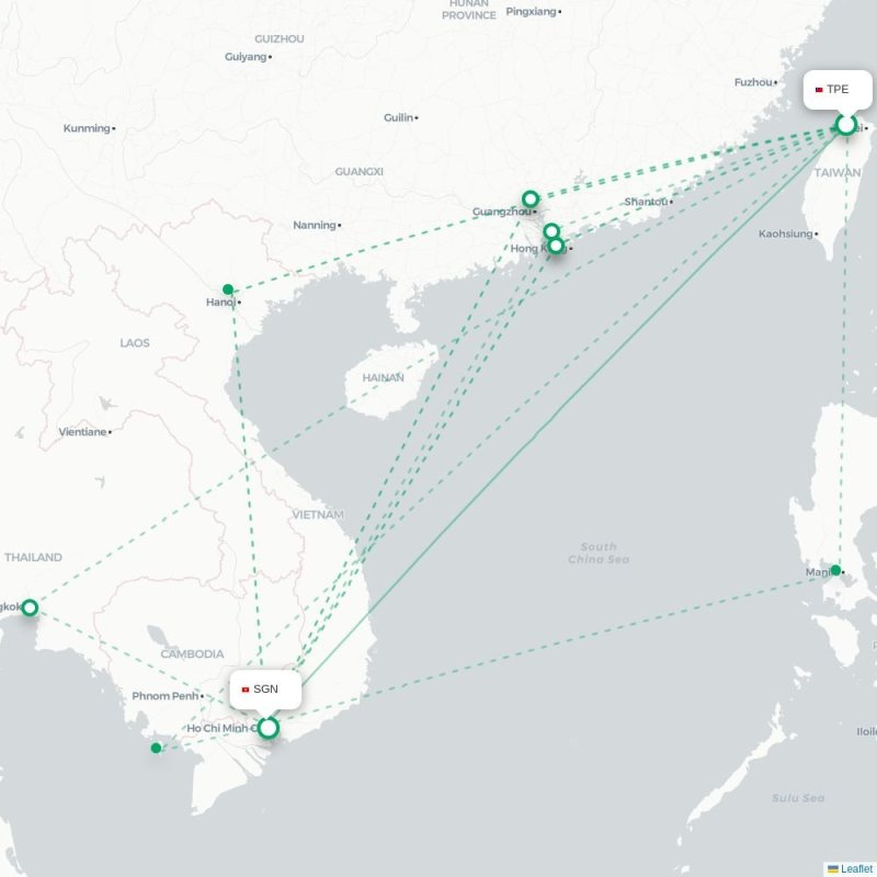 TPE - SGN route map