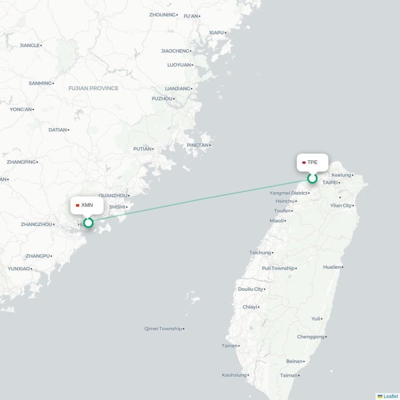 TPE - XMN route map
