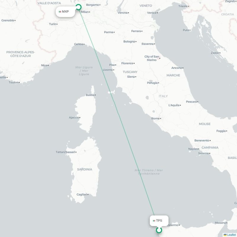 TPS - MXP route map