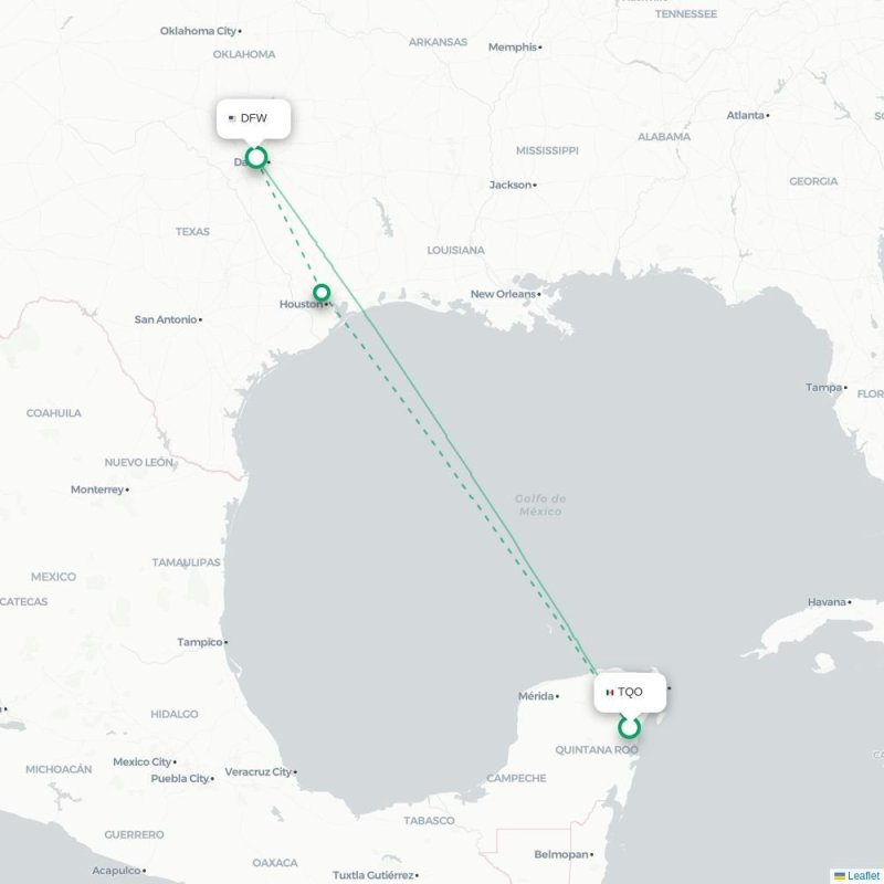 TQO - DFW route map