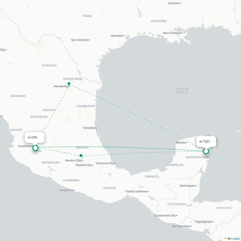 TQO - GDL route map