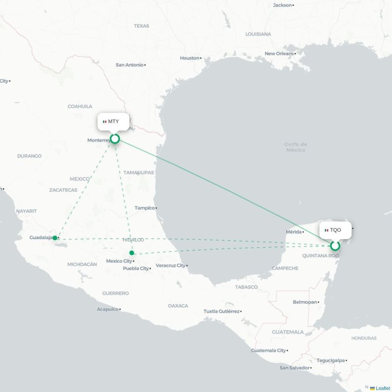 TQO - MTY route map