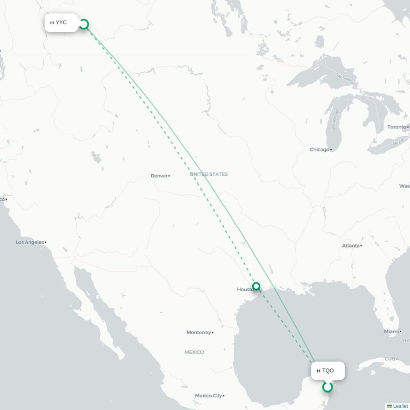 TQO - YYC route map