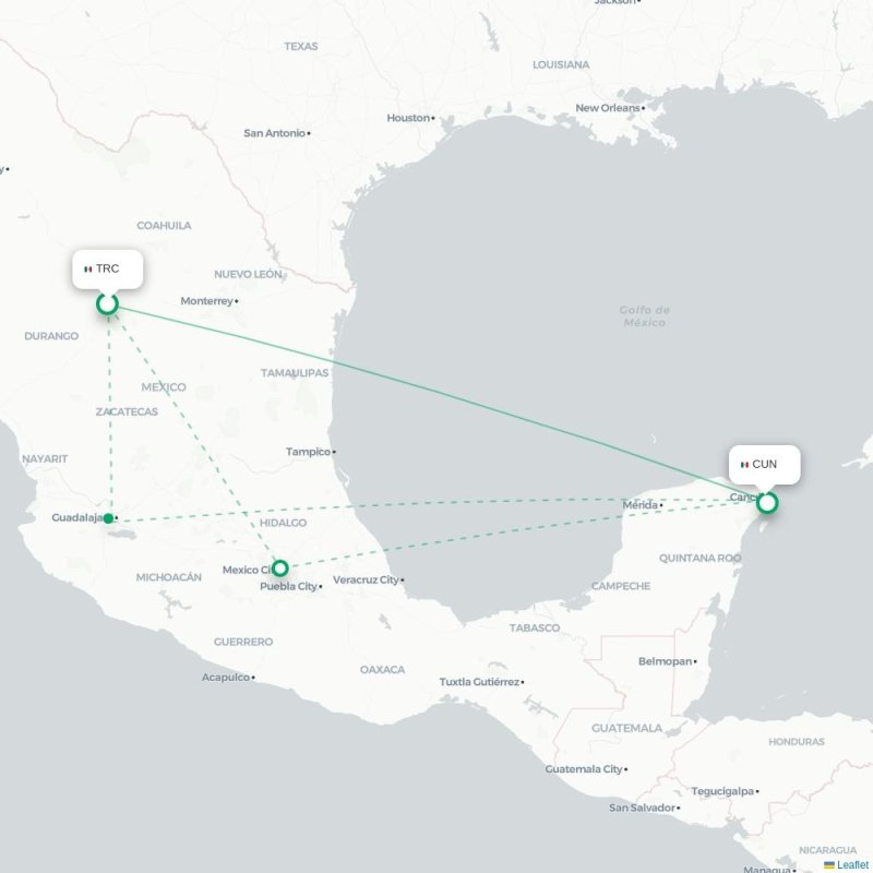 TRC - CUN route map