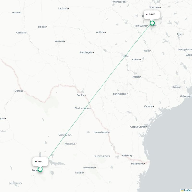 TRC - DFW route map