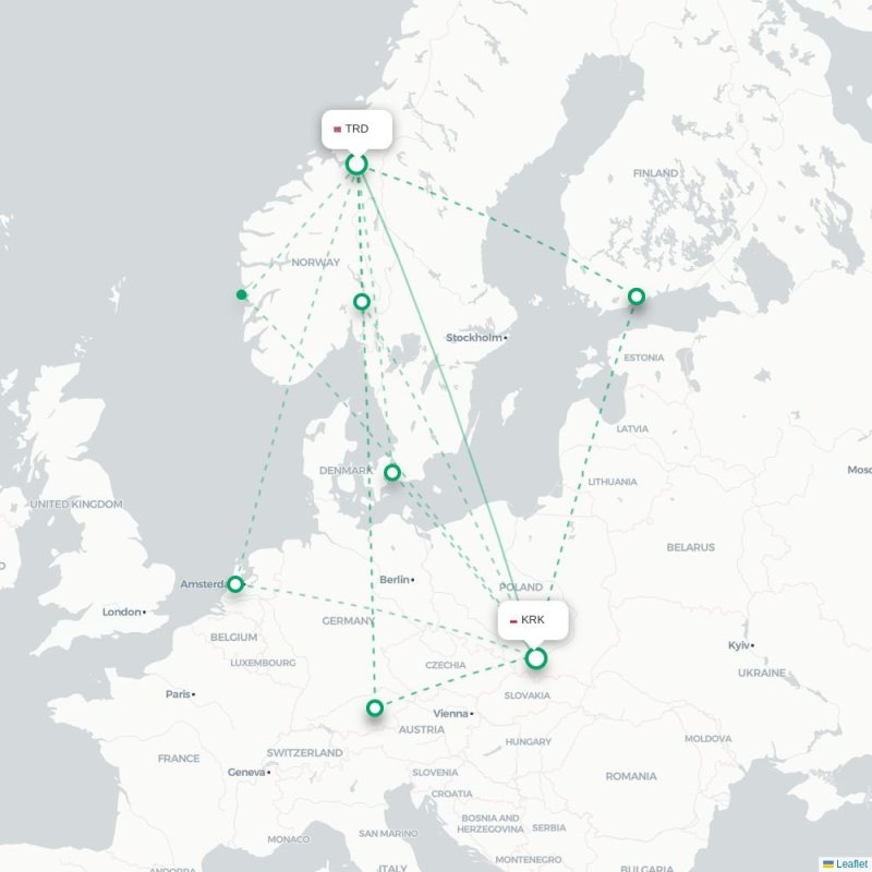 TRD - KRK route map
