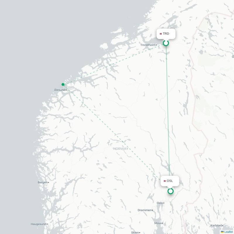 TRD - OSL route map