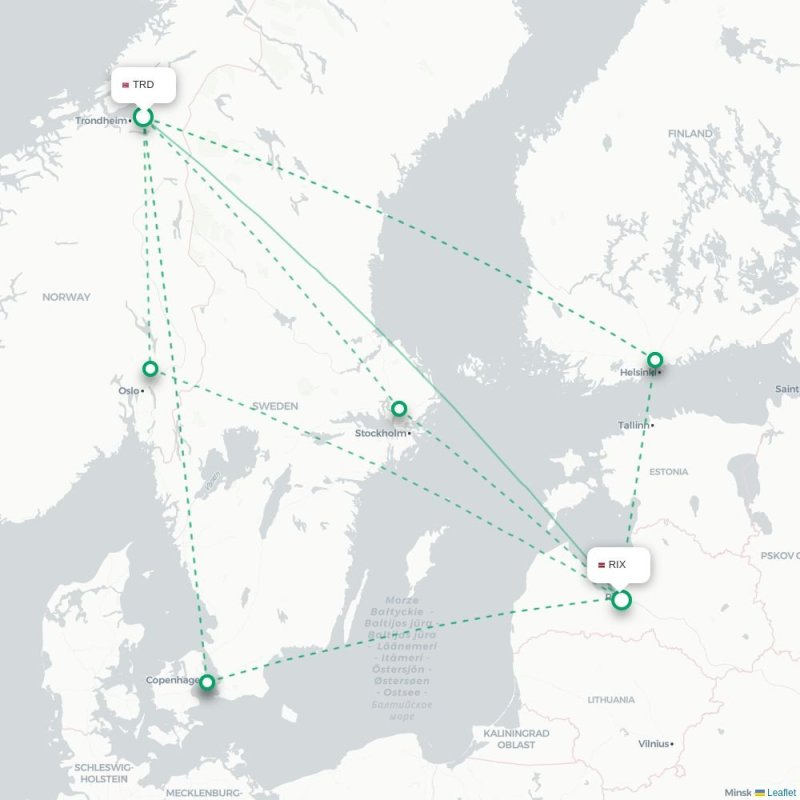 TRD - RIX route map