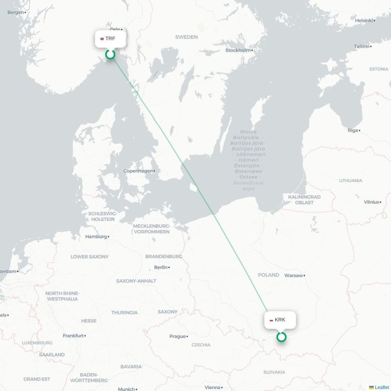 TRF - KRK route map