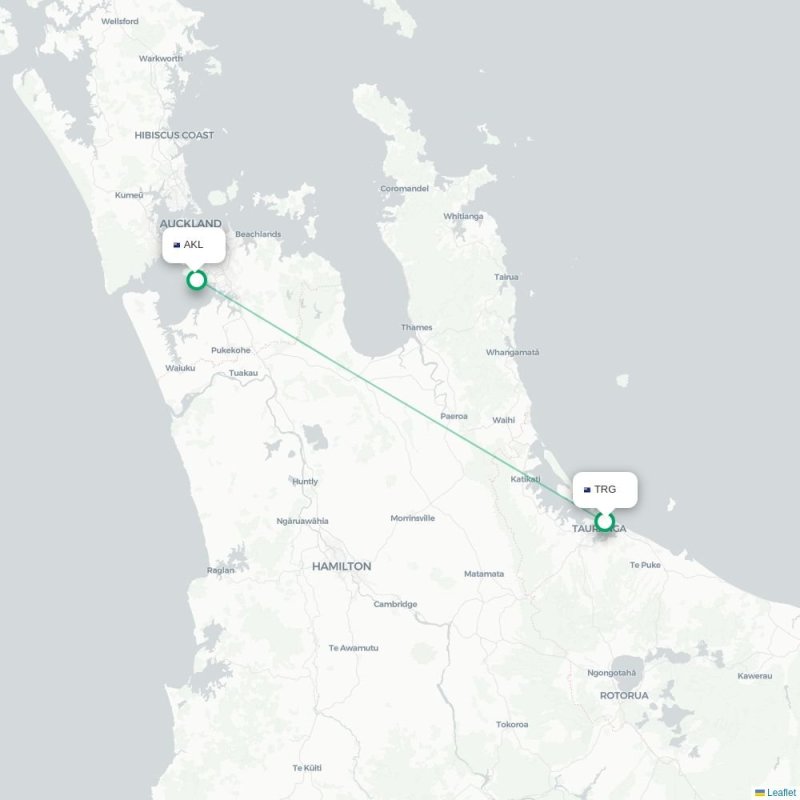 TRG - AKL route map