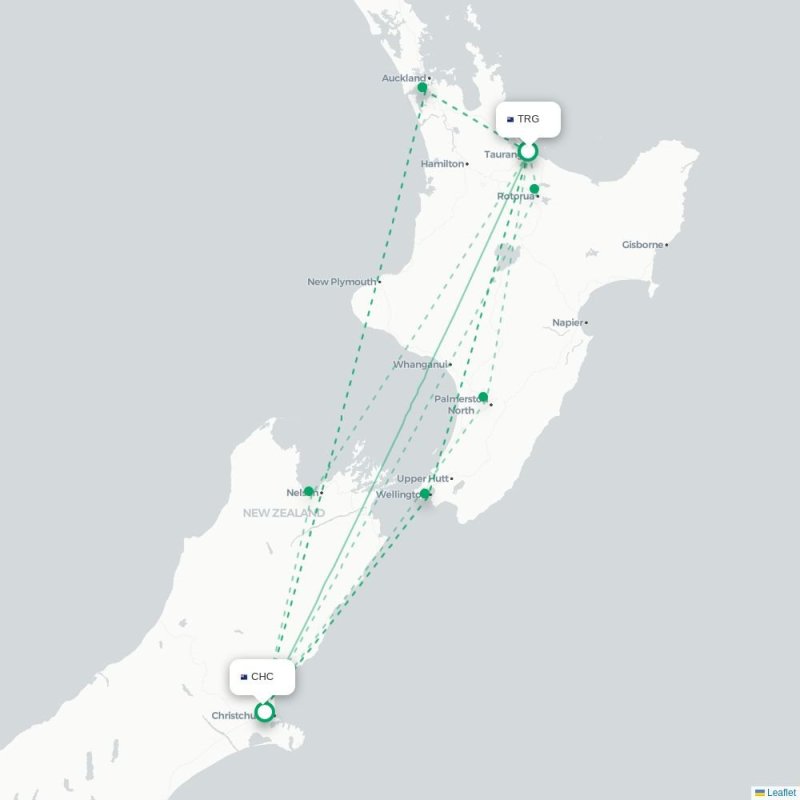 TRG - CHC route map