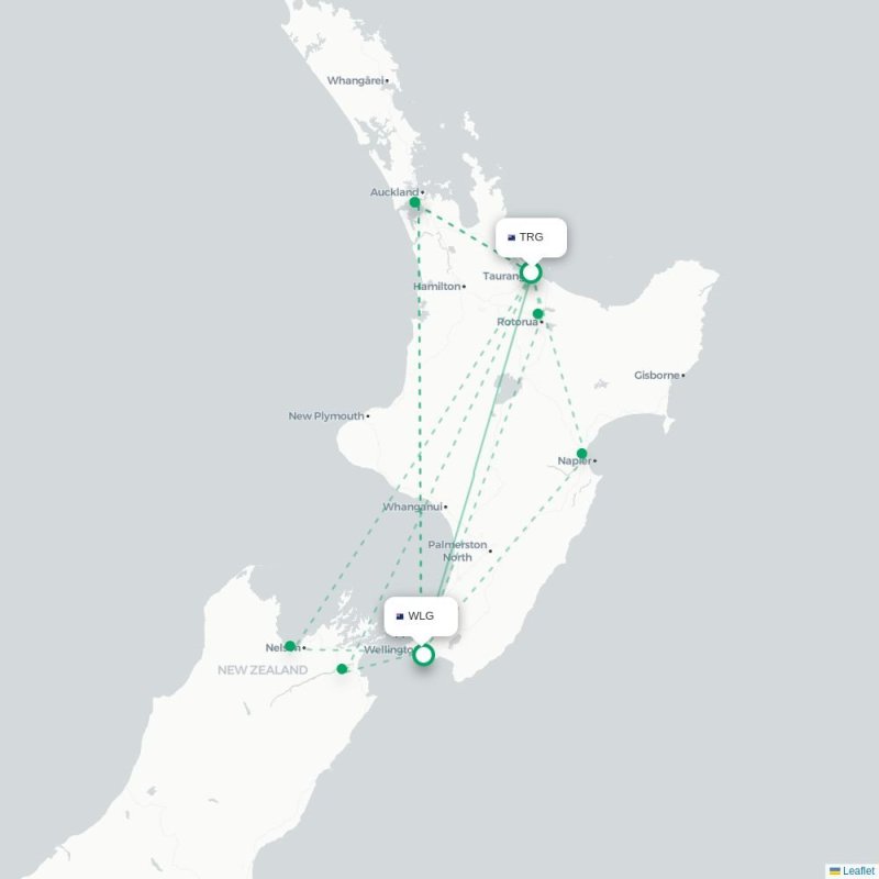 TRG - WLG route map