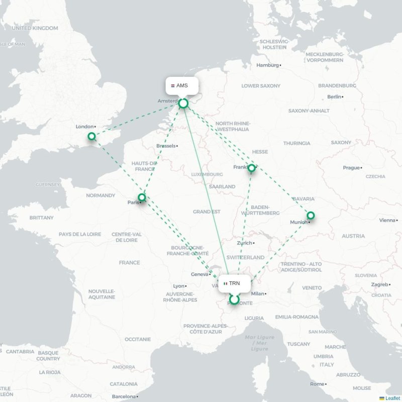 TRN - AMS route map
