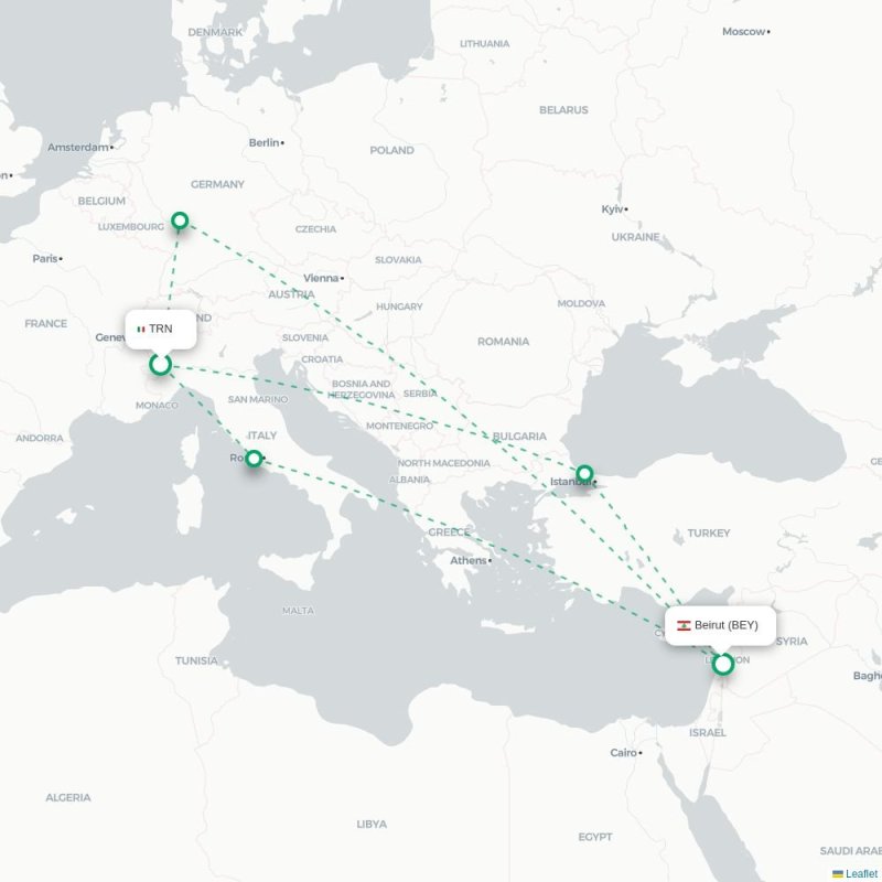 TRN - BEY route map