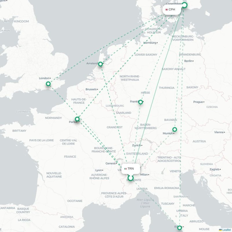 TRN - CPH route map