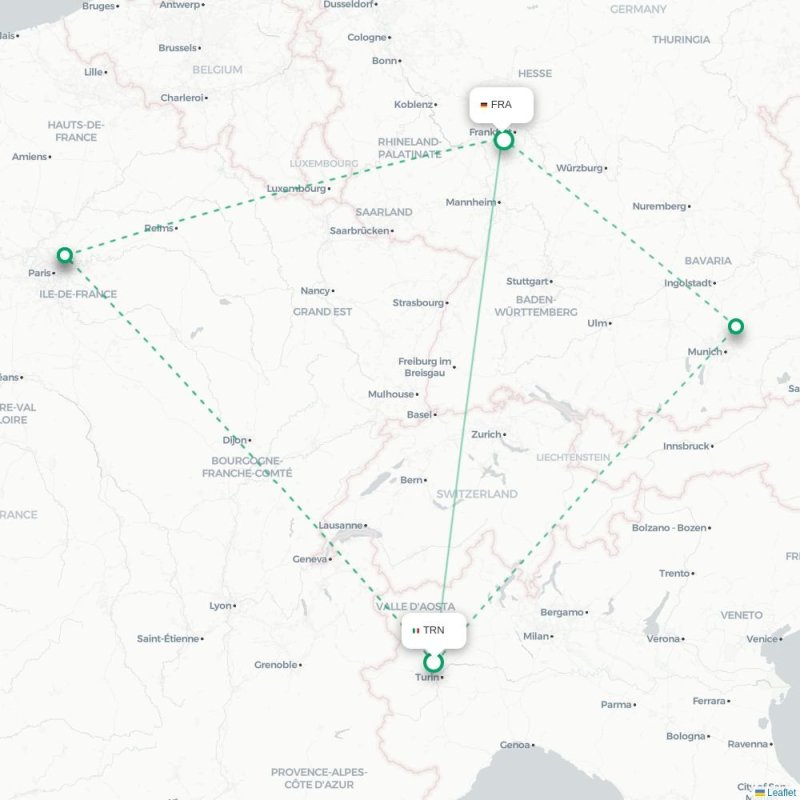 TRN - FRA route map