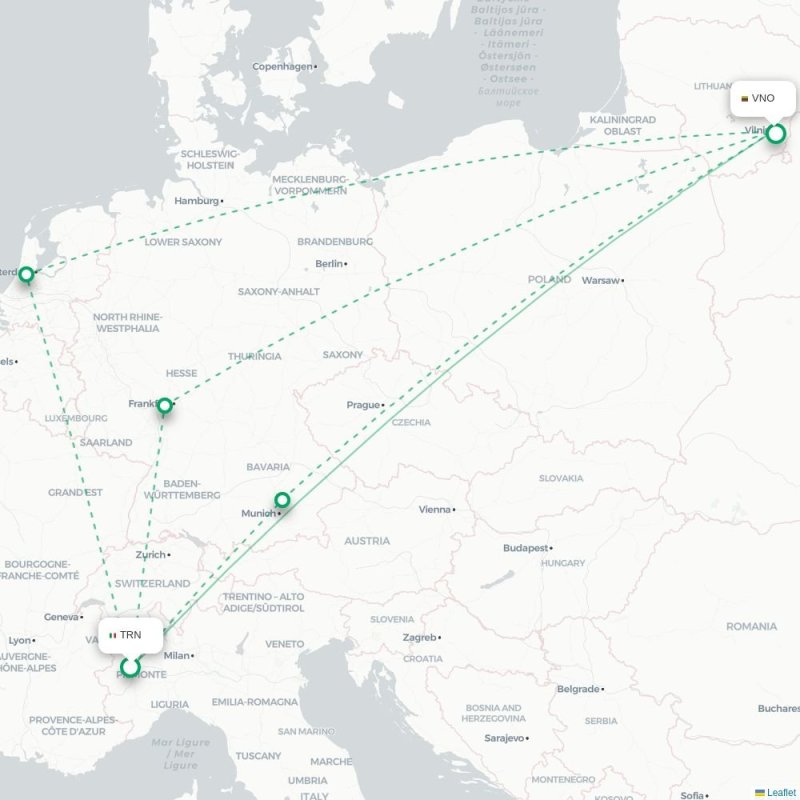 TRN - VNO route map