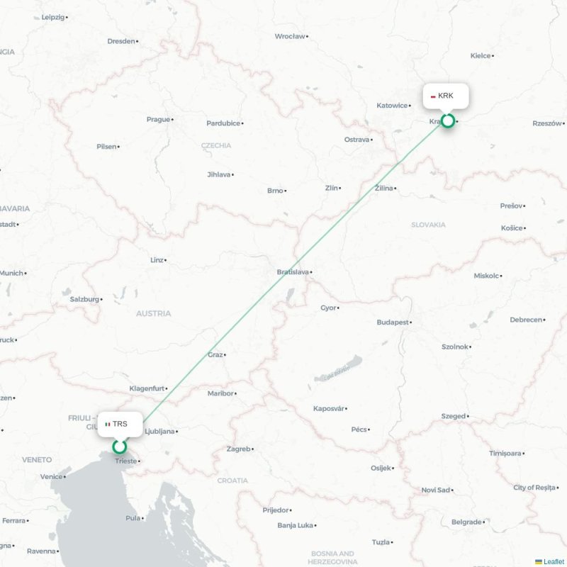 TRS - KRK route map